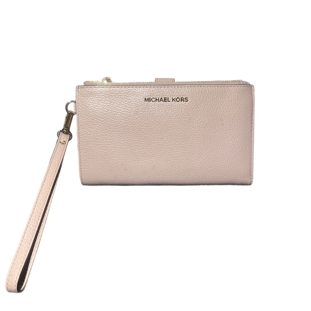 Michael Kors Double Zip Leather Wallet Light Pink Wallet/ Wristlet
